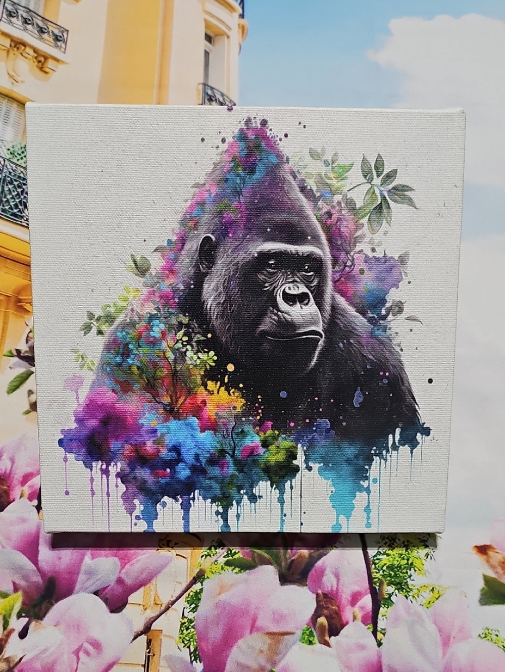 Colorburst Gorilla Canvas Wall Art Ready to Hang Wildlife Decor 8x8